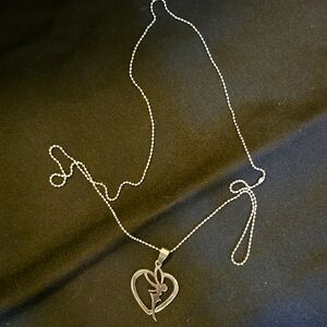 Fairy Tinkerbell? Silvertone Heart Necklace
